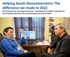 Weekly Round-Up screenshot - "Helping South Gloucestershire: The difference we made in 2022."
