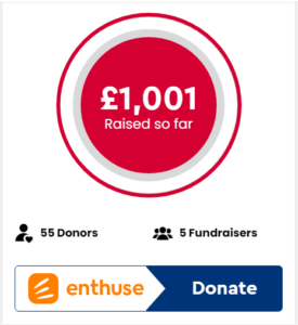£1001 fundraising raised already