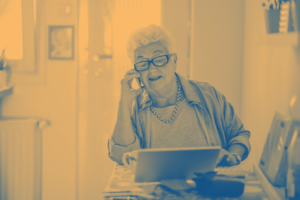 Neutral mature woman with phone. Citizens Advice South Gloucestershire is encouraging people to make sure they have received and redeemed all £400-worth of vouchers under the Energy Bills Support Scheme
