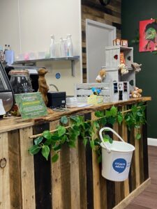Our Citizens Advice South Gloucestershire bucket hanging at Safari Rock play cafe in Thornbury