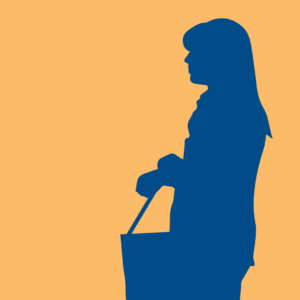 Silhouette of woman with bag
