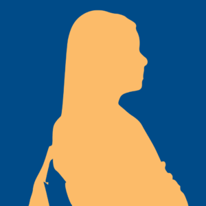 Silhouette of woman with backpack