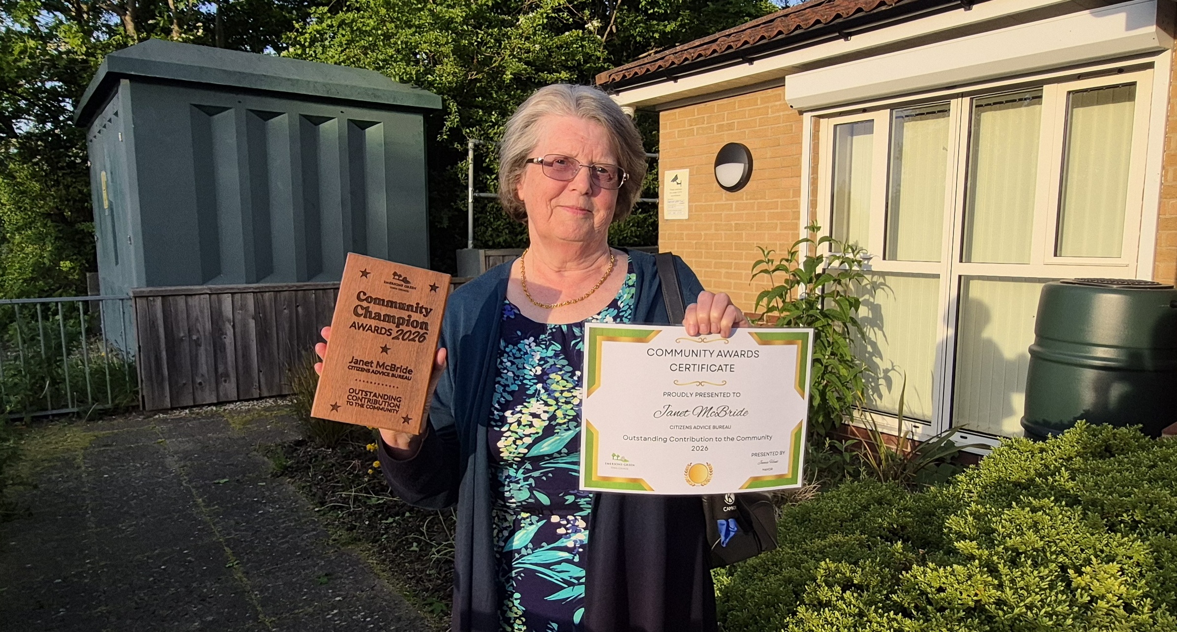 Janet with her Emersons Green award