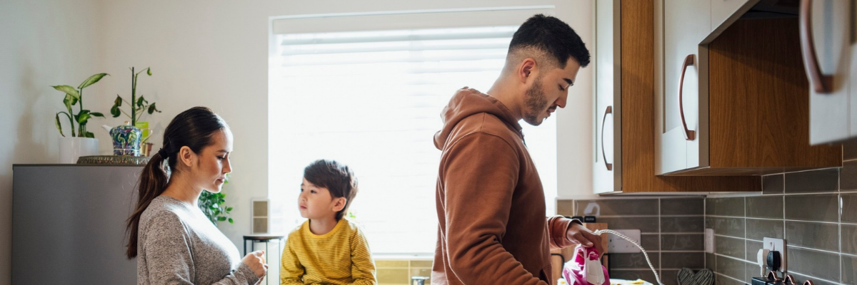 Family in kitchen