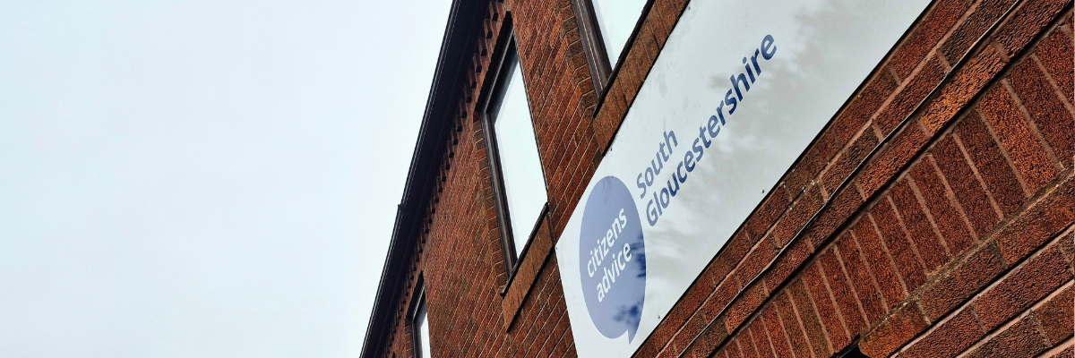 Citizens Advice South Gloucesterhire's sign at the Yate Advice Centre