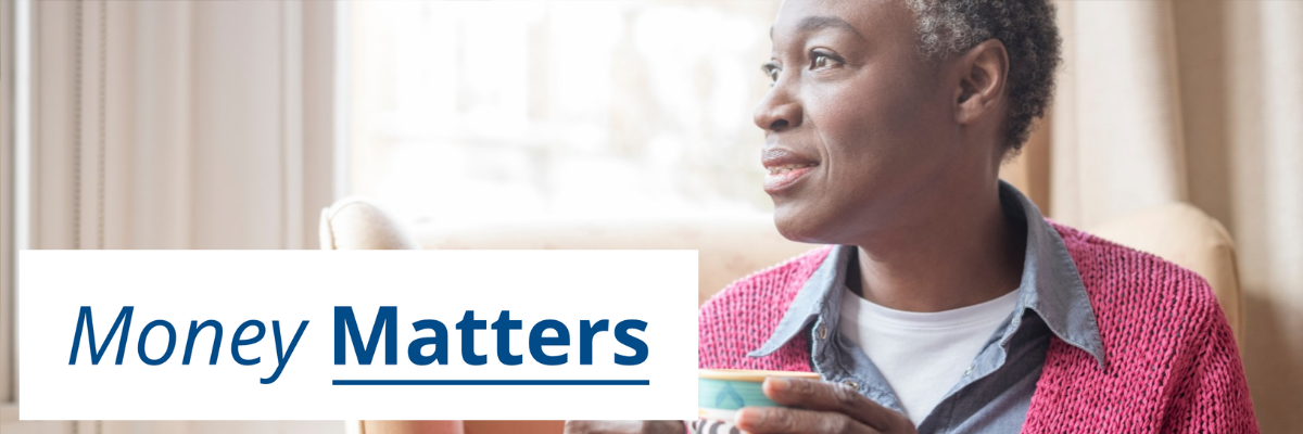 Smiling woman with Money Matters logo